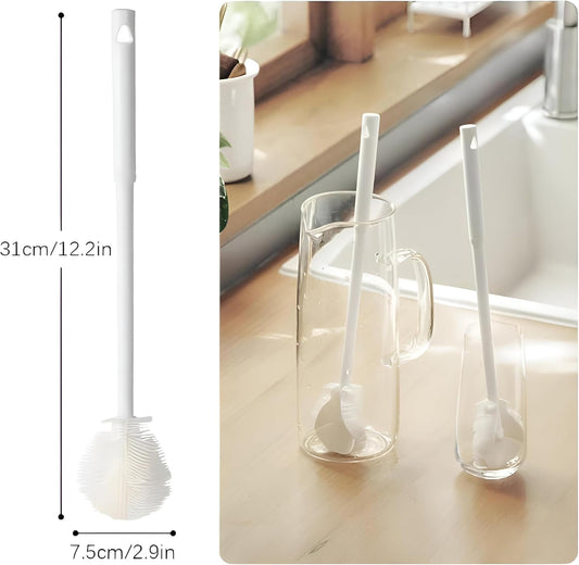 360° Rotating Bottle Cleaning Brush Long Handle Soft Bristles for Baby Bottles, Jugs & Glasses