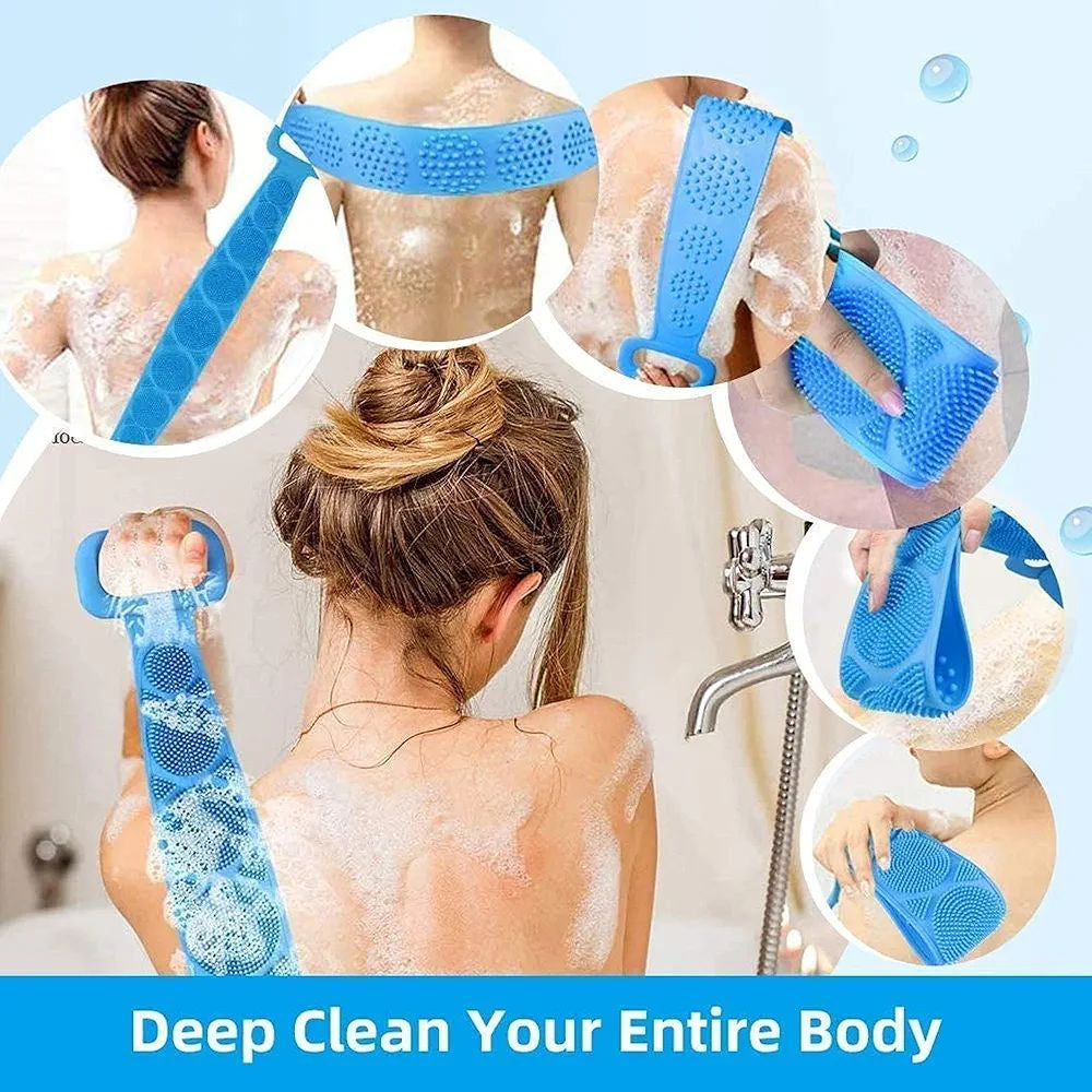 Silicone Bath Body Brush with Handle Exfoliating & Massage Shower Scrubber