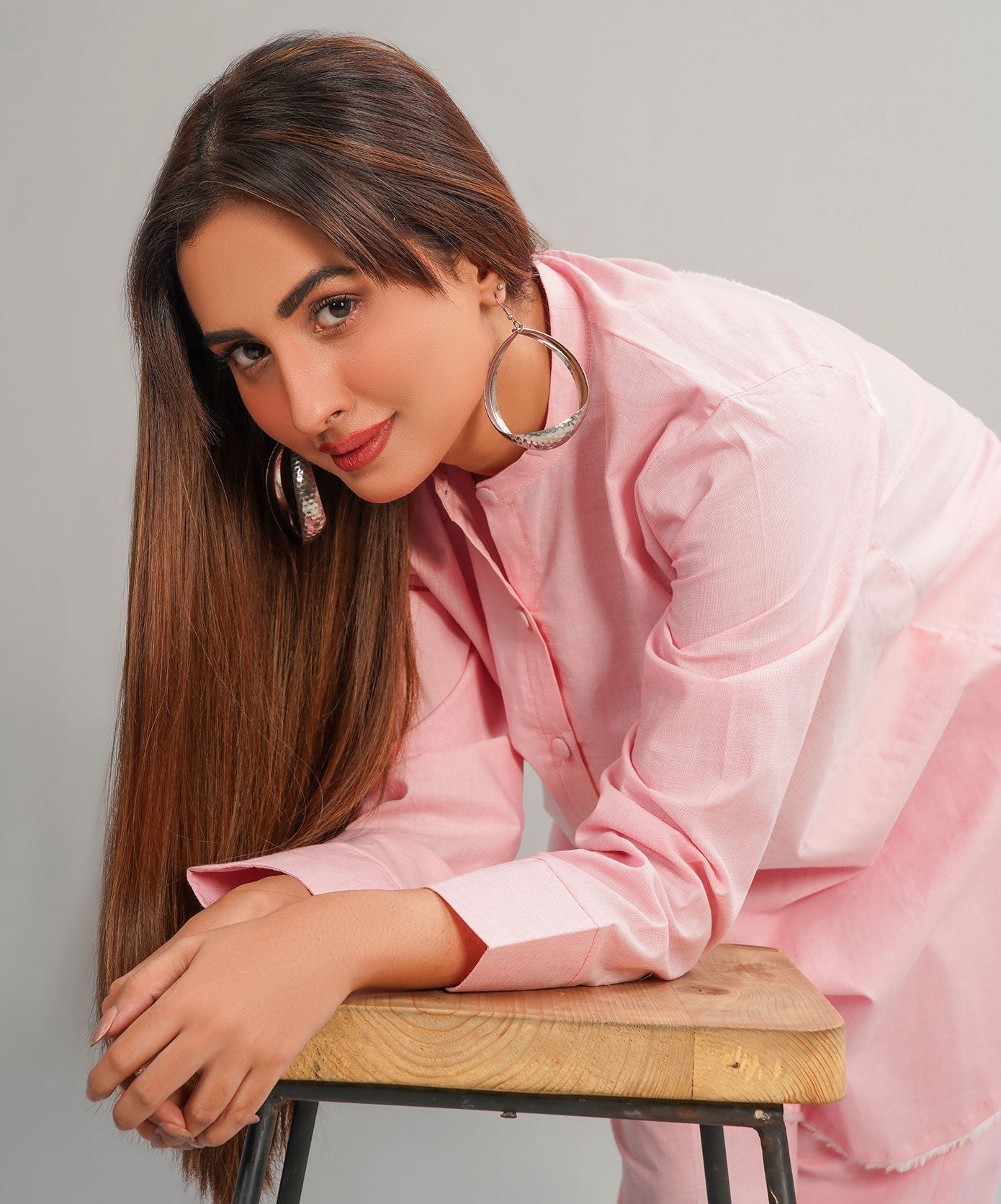Charming Pink Stitched 2-Piece Solid Set