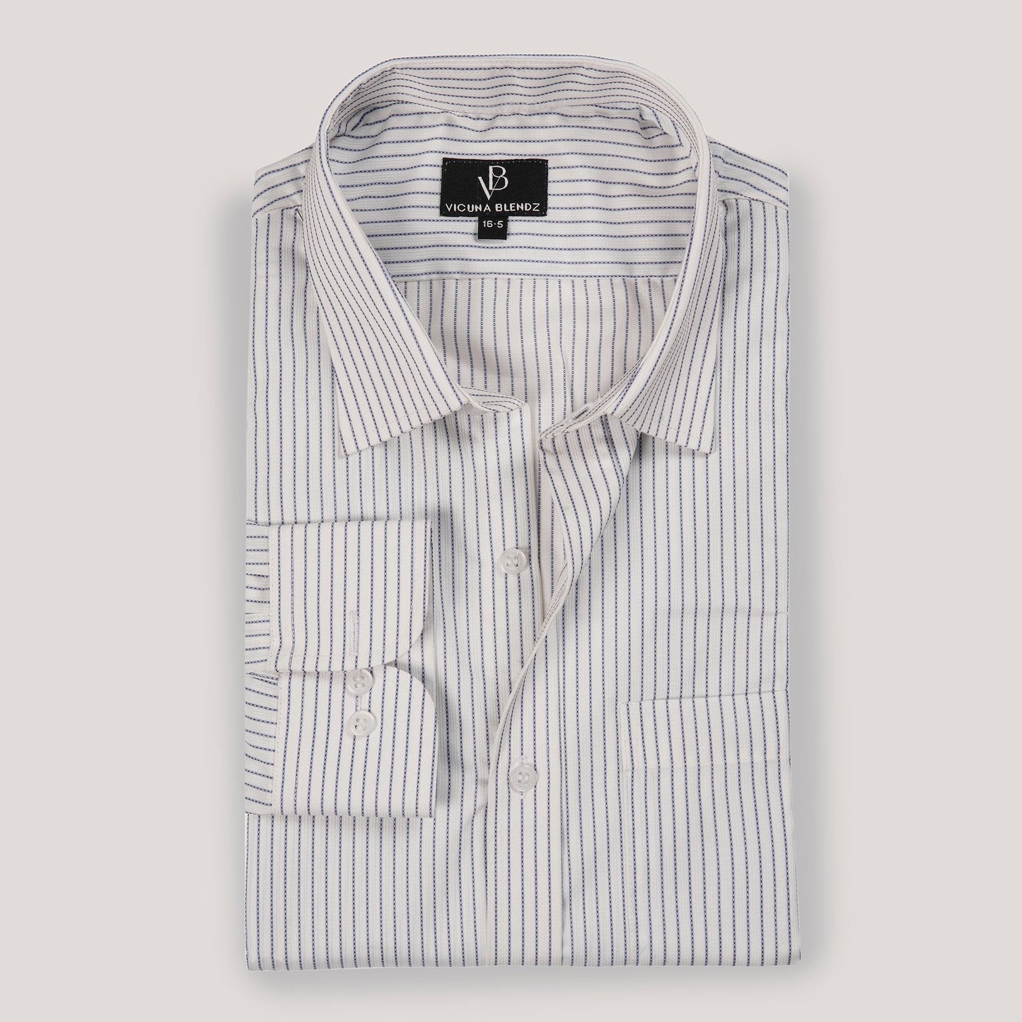 Cotton White with Blue Pinstripes Premium Men's Shirt