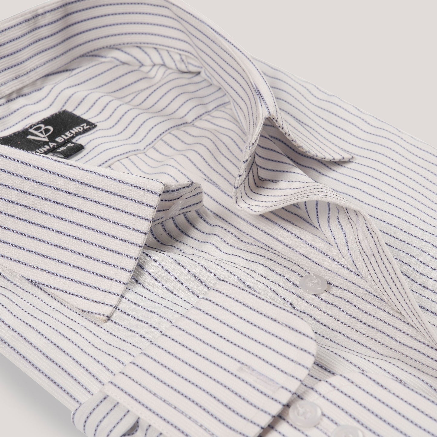 Cotton White with Blue Pinstripes Premium Men's Shirt