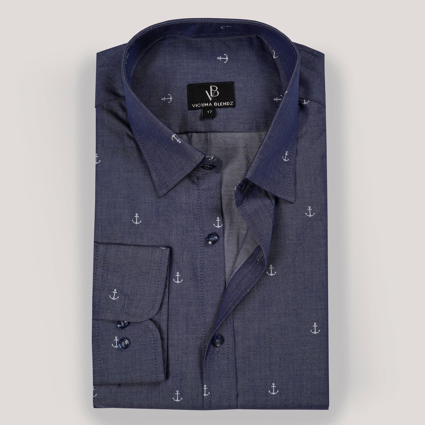 Midnight Blue with Anchor Premium Men's Shirt