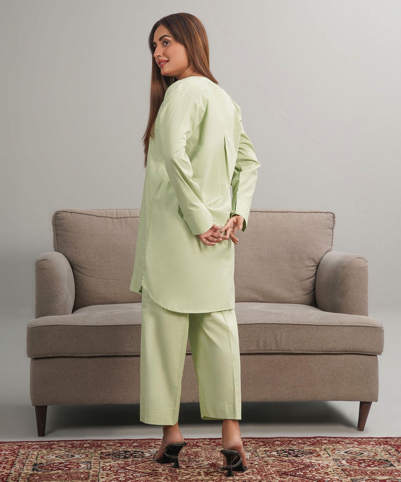 Pistachio Solid Stitched 2-Piece Set