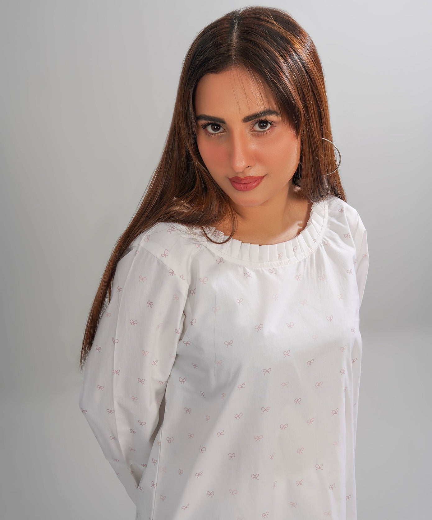 Poplin White Stitched 2-Piece Floral Set