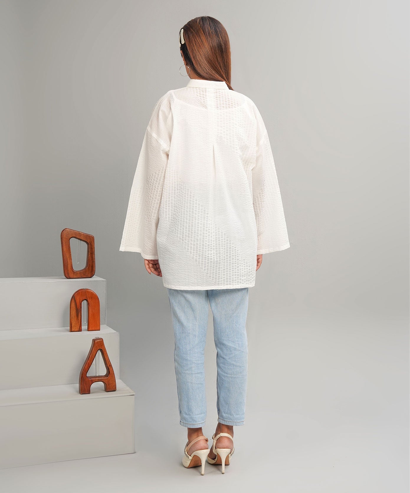 White Drop Shoulder Stitched Shirt