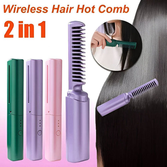 2 in 1 Electric Hair Straightener Comb  Fast Heating Hair Brush for Women