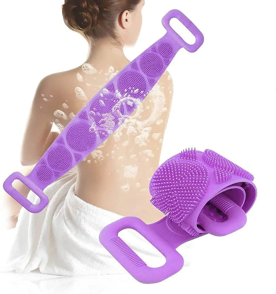Silicone Bath Body Brush with Handle  Exfoliating & Massage Shower Scrubber