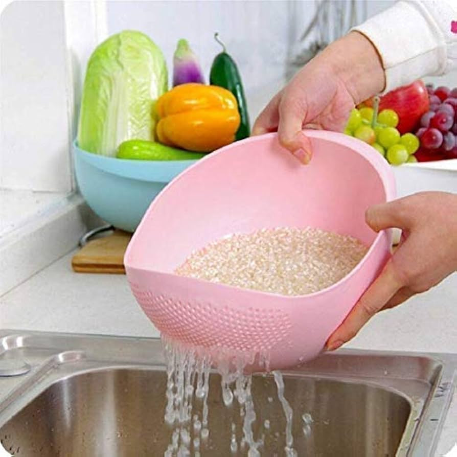 Multipurpose Kitchen Strainer Bowl – Plastic Drain Basket for Fruits, Vegetables & Rice