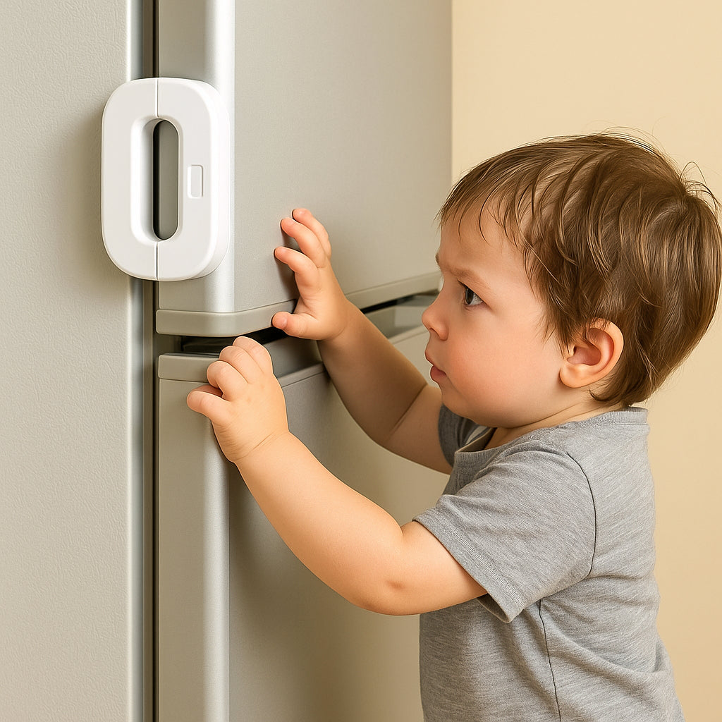 Child Safety Fridge Lock  Strong Adhesive Refrigerator & Cabinet Door Lock