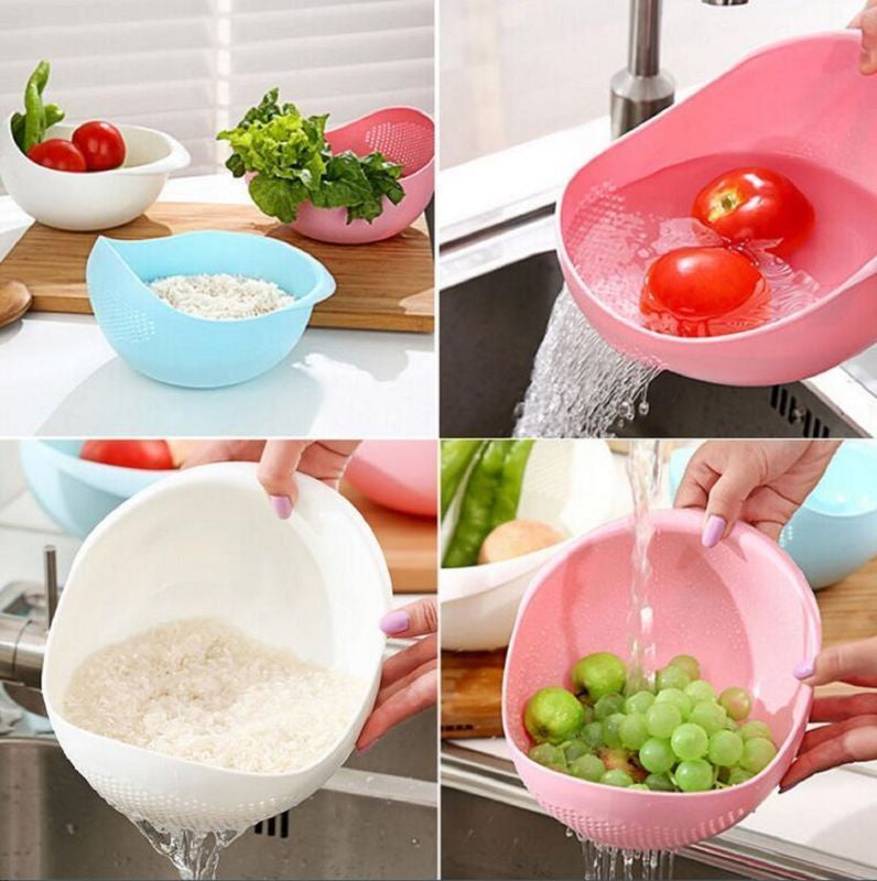 Multipurpose Kitchen Strainer Bowl – Plastic Drain Basket for Fruits, Vegetables & Rice