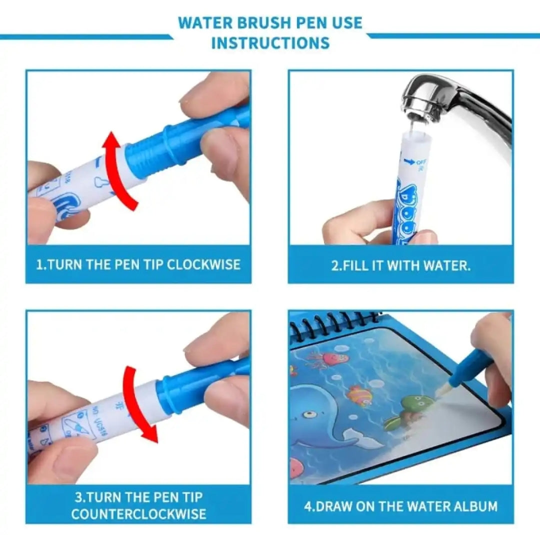 Magic Water Drawing Book for Kids  Reusable Coloring Learning Toy