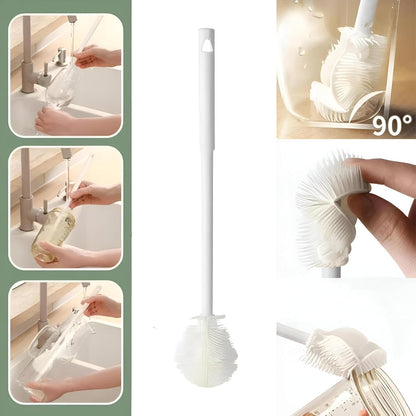 360° Rotating Bottle Cleaning Brush  Long Handle Soft Bristles for Baby Bottles, Jugs & Glasses