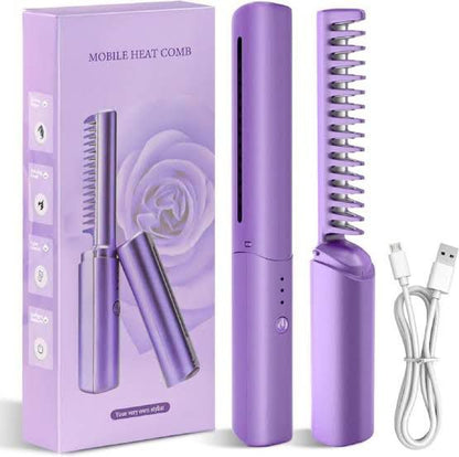 2 in 1 Electric Hair Straightener Comb  Fast Heating Hair Brush for Women