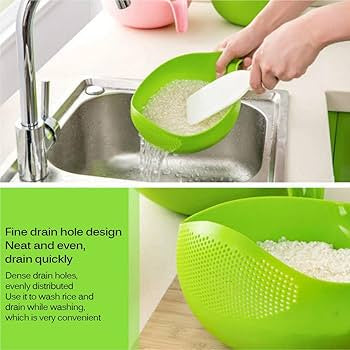 Multipurpose Kitchen Strainer Bowl – Plastic Drain Basket for Fruits, Vegetables & Rice