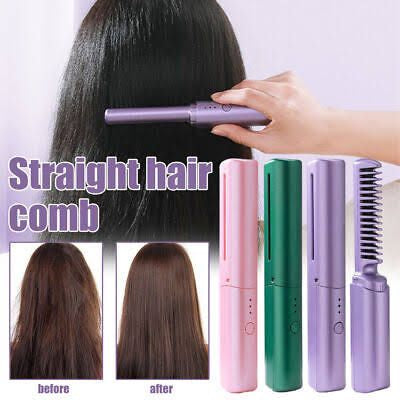 2 in 1 Electric Hair Straightener Comb  Fast Heating Hair Brush for Women