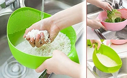 Multipurpose Kitchen Strainer Bowl – Plastic Drain Basket for Fruits, Vegetables & Rice