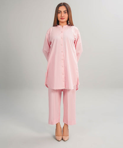 Charming Pink Stitched 2-Piece Solid Set