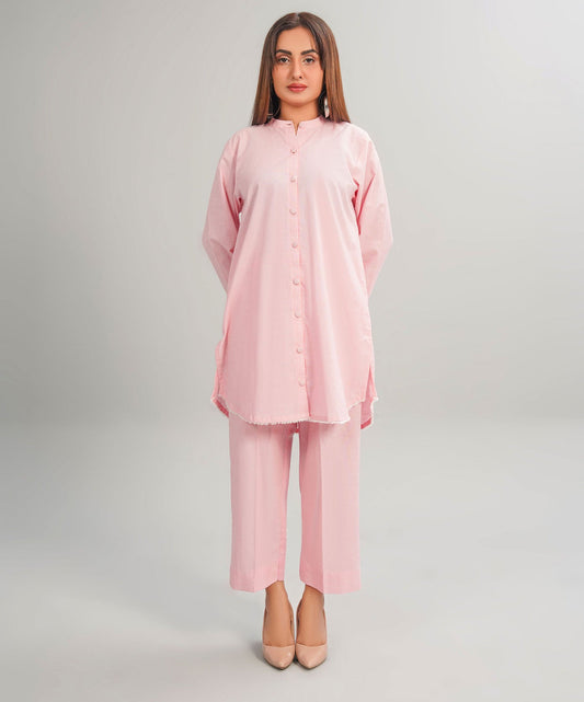 Charming Pink Stitched 2-Piece Solid Set