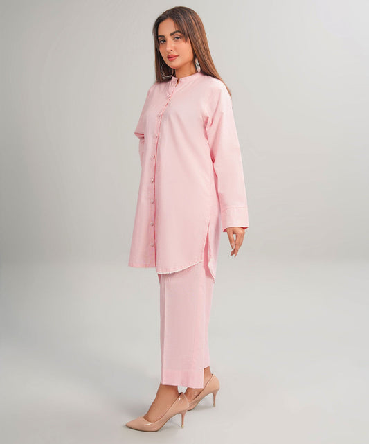 Charming Pink Stitched 2-Piece Solid Set