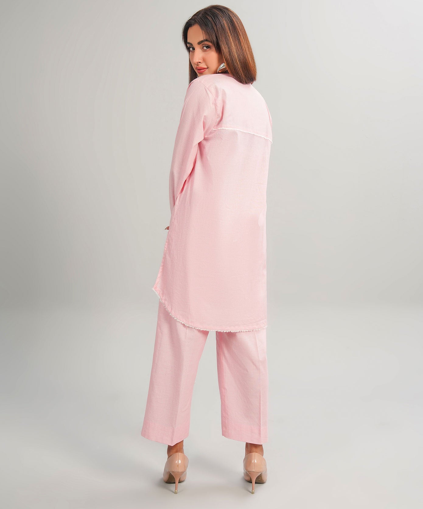 Charming Pink Stitched 2-Piece Solid Set