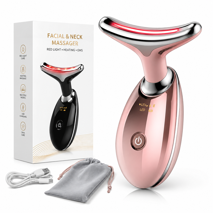Electric Heated Face & Neck Massager – Red Light Skin Care & Relaxation Device
