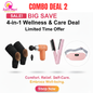 4-in-1 Comfort & Wellness Combo – Knee Warmer, Massage Gun, Heat Comb & Belly Cramp Belt