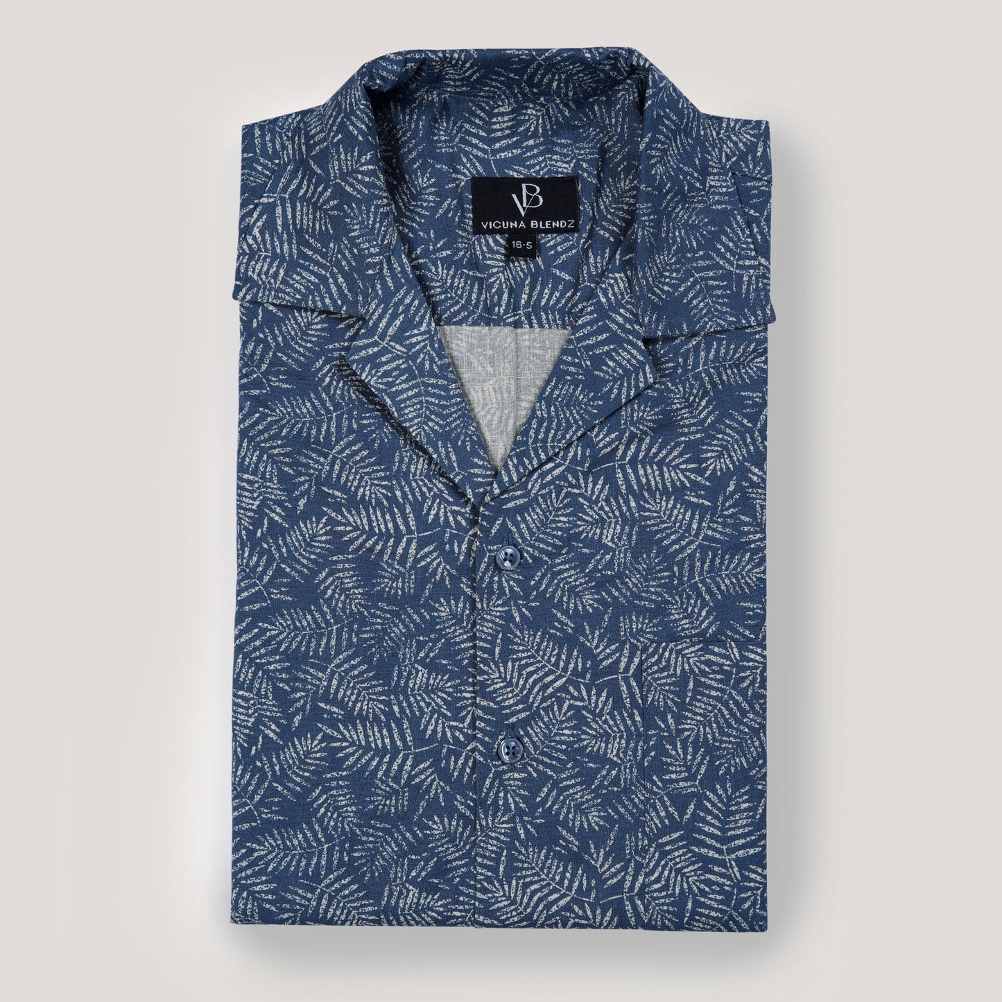 Cool Blue with Leaf Imprints  Premium Men's Shirt