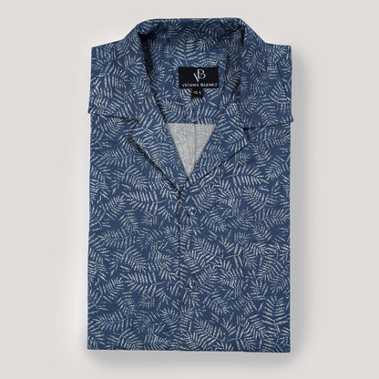 Cool Blue with Leaf Imprints  Premium Men's Shirt