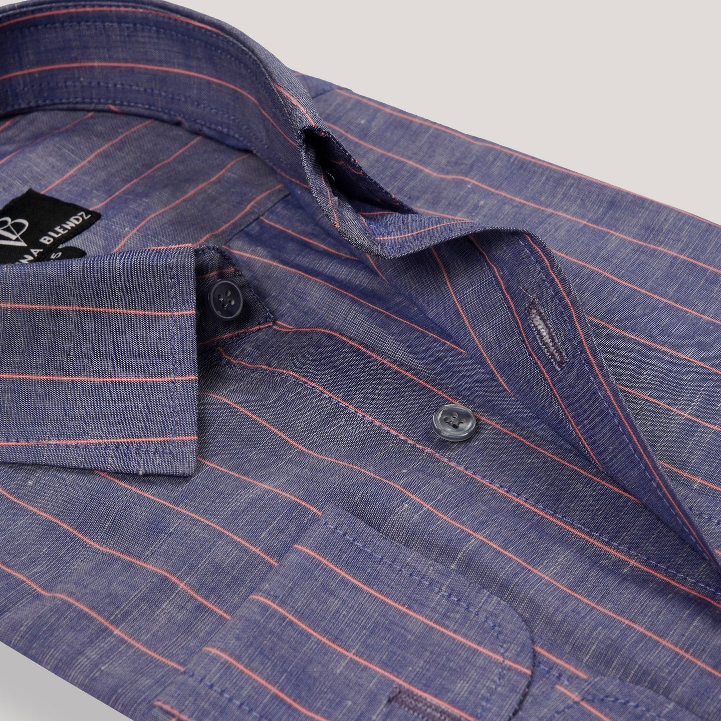 Denim Irish Linen with Pinstripe Premium Men's Shirt