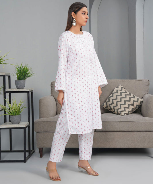 Flamingos White Stitched 2-Piece Set