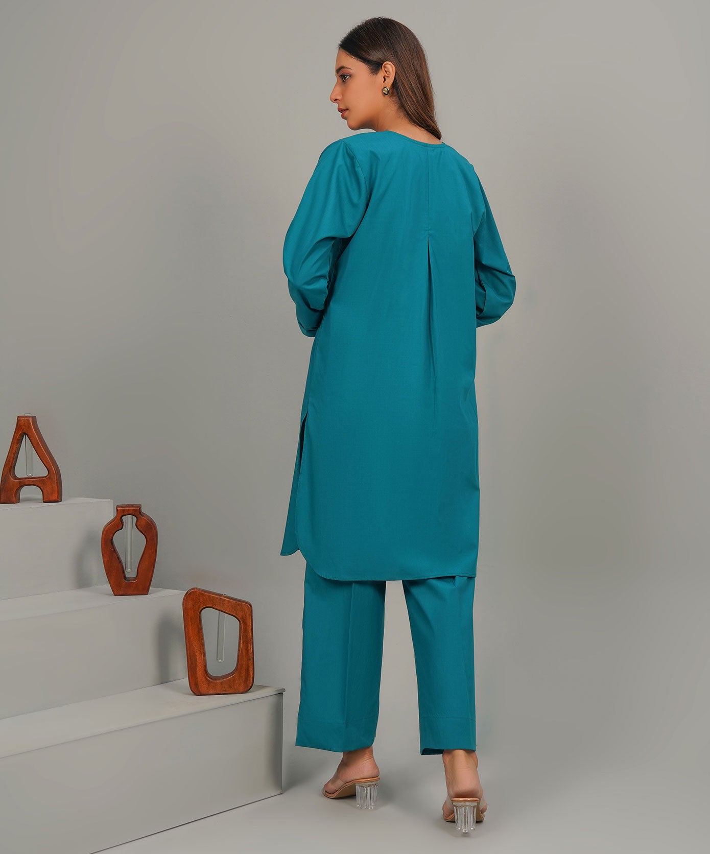 Grandeur Green Stitched 2-Piece Solid Set