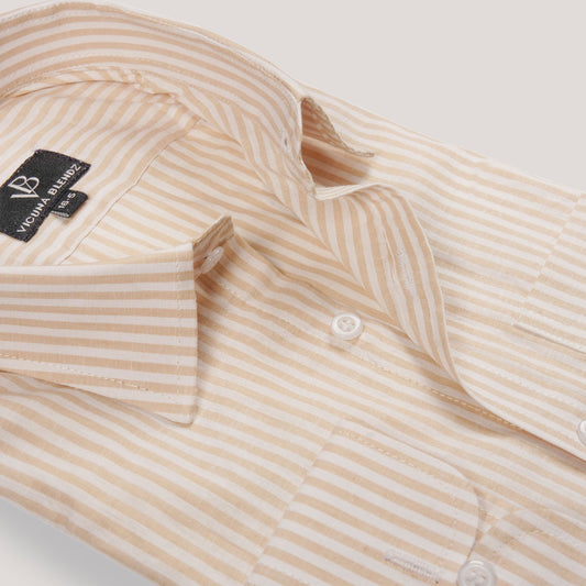 Khaki Beige and White Stripes Premium Men's Shirt