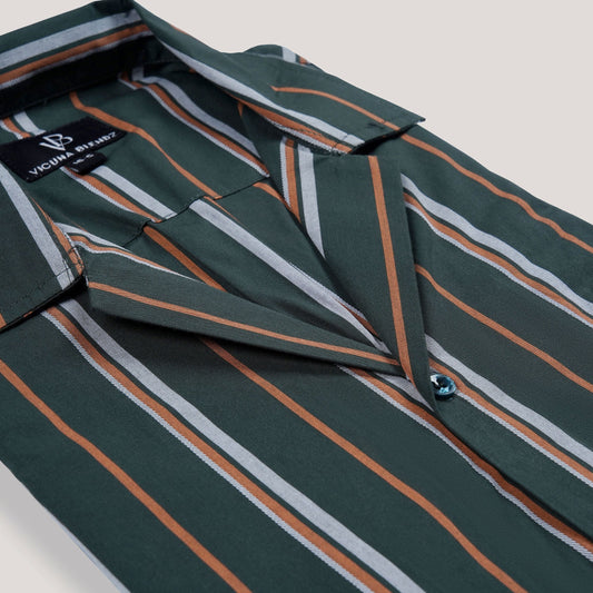 Luxe Green with Multi Stripes Premium Men's Shirt