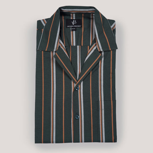 Luxe Green with Multi Stripes Premium Men's Shirt