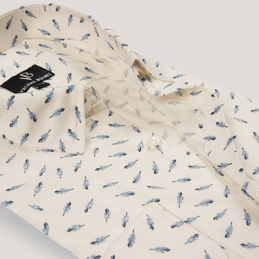 Luxury White with Leaf Imprints Premium Men's Shirt