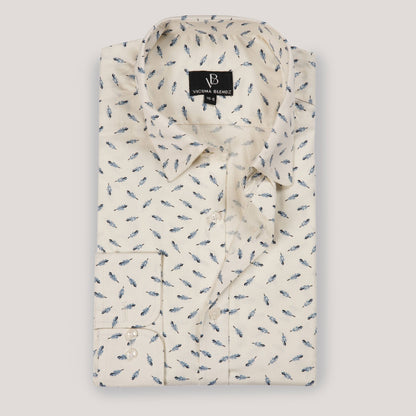 Luxury White with Leaf Imprints Premium Men's Shirt