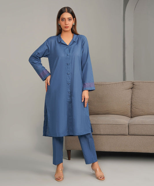 Midnight Blue Stitched 2-Piece Solid Set