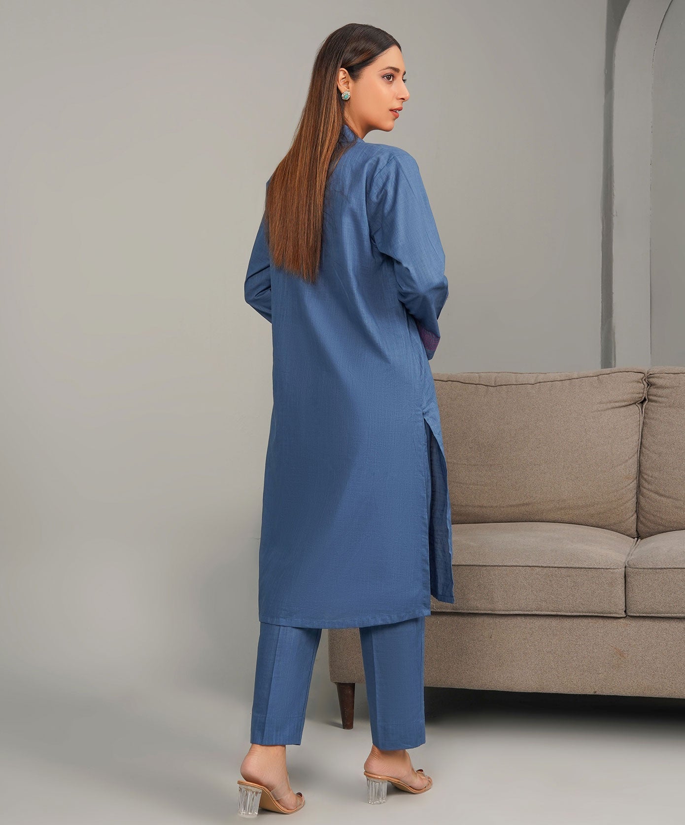 Midnight Blue Stitched 2-Piece Solid Set