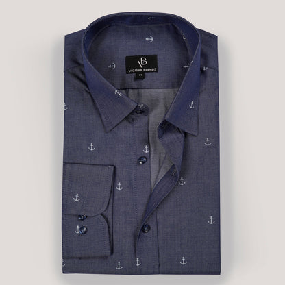 Midnight Blue with Anchor Premium Men's Shirt