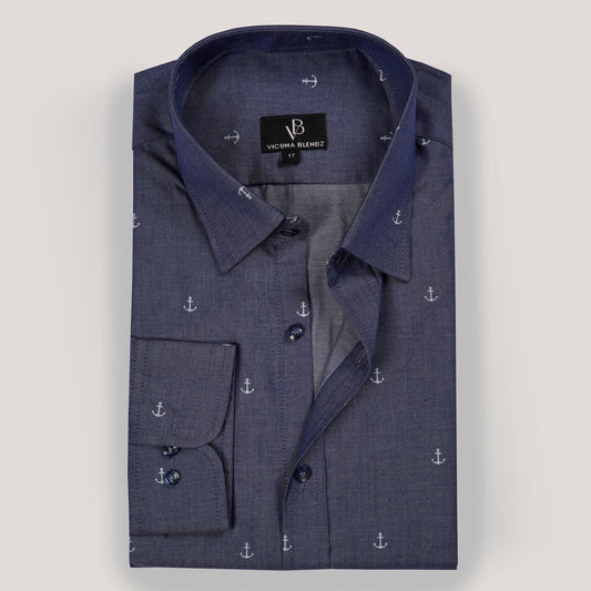 Midnight Blue with Anchor Premium Men's Shirt