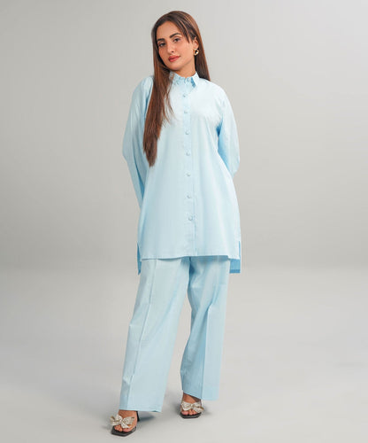 Moonlight Blue Stitched 2-Piece Solid Set