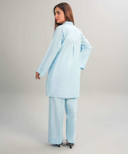 Moonlight Blue Stitched 2-Piece Solid Set