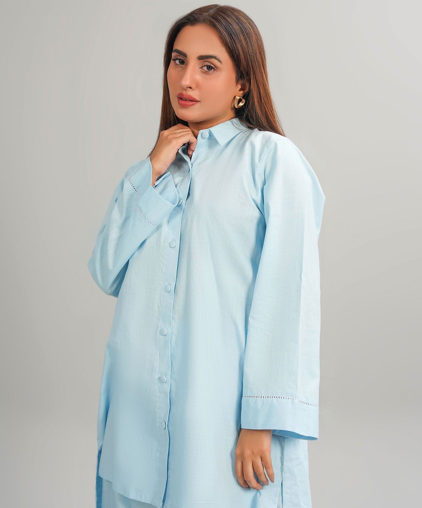 Moonlight Blue Stitched 2-Piece Solid Set
