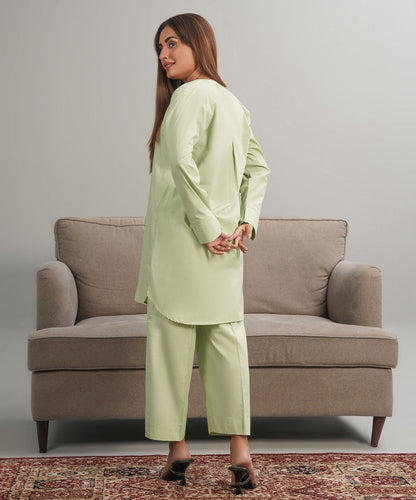 Pistachio Solid Stitched 2-Piece Set
