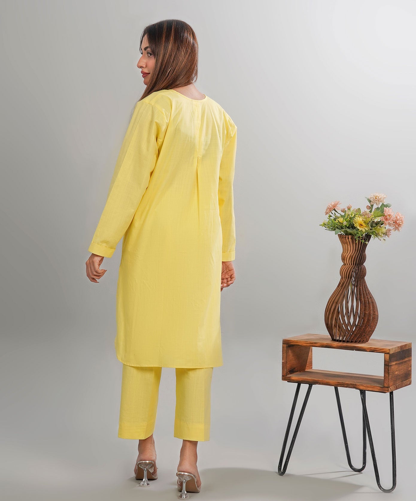 Sunshine Yellow Stitched 2-Piece Solid Set