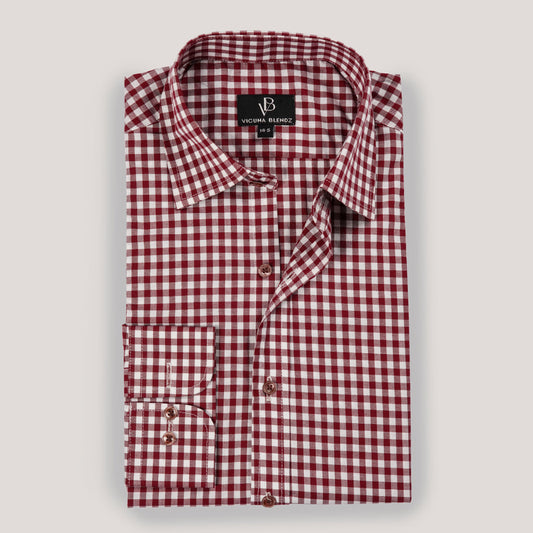 The Basic Maroon and White Premium Men's Shirt